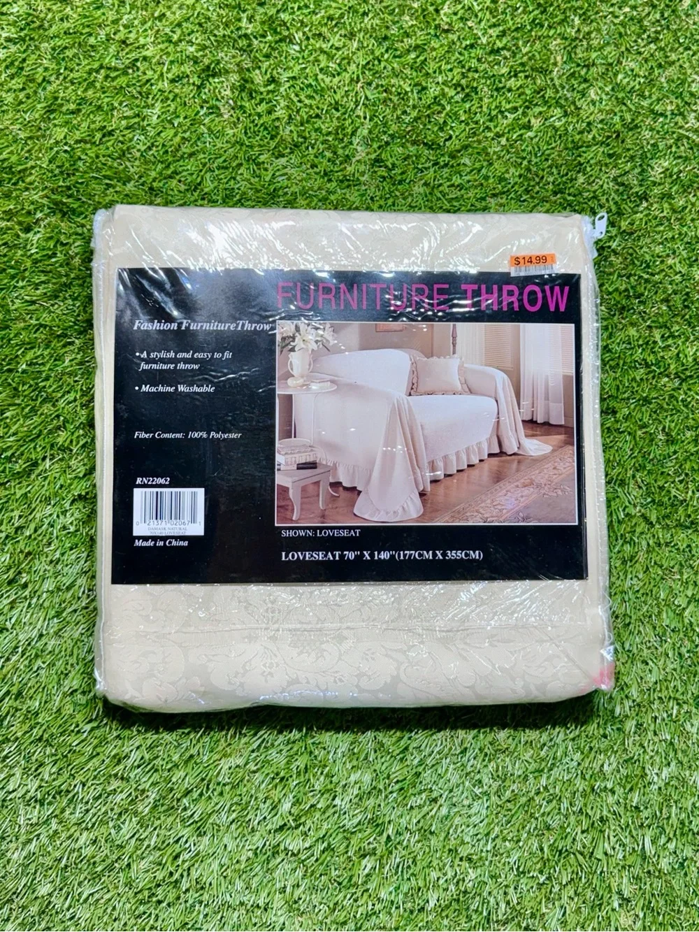 Loveseat Damask Natural Furniture Throw Blanket 70 x 140 Beige Cream Polyester